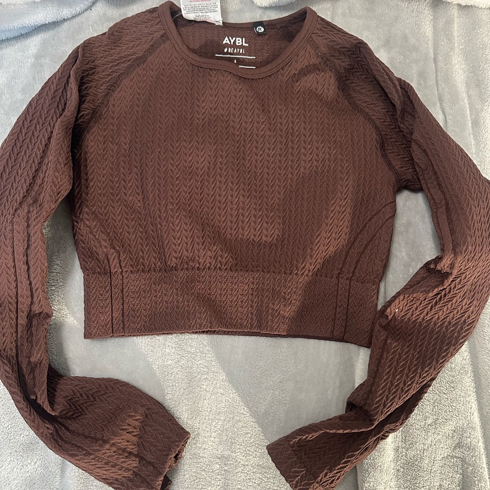 AYBL Chocolate Brown Textured Crop Top